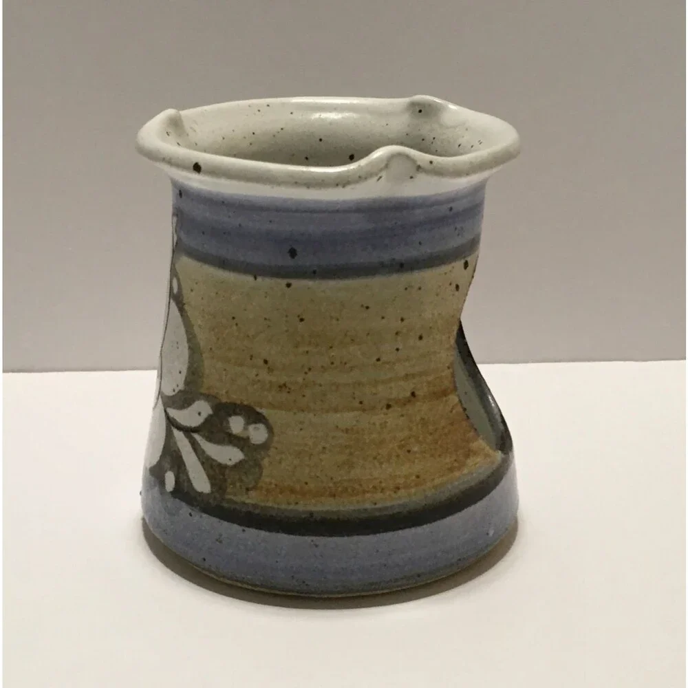 Vintage Petteford Pottery Signed Candle Votive Holder Bird Speckled Stoneware